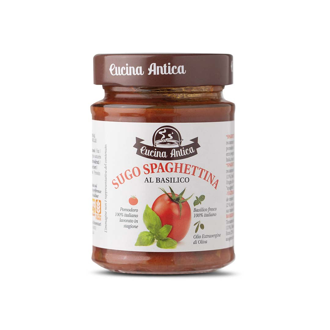 CUCINA ANTICA Sugo Spaghettina (Salsa de tomate con albahaca) - 230gr